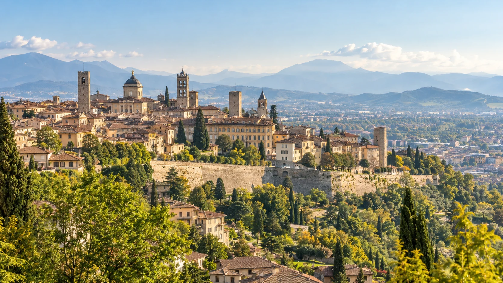 Bergamo city and landscape in Italy